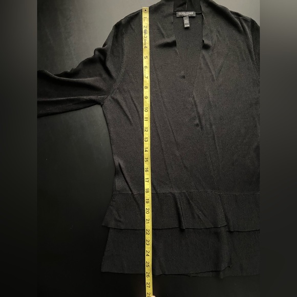 Eileen Fisher 2 Tier Open Front Cardigan Black Petite M - Picture 7 of 10